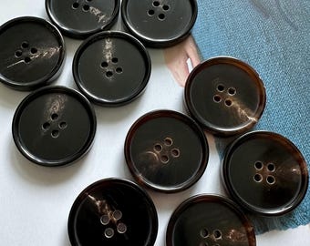 10pcs Real Cow Horn Buttons, 4 holes, Natural Vintage Narrow Thin Round Rim, Classic/Simple Style, Sewing Supply/Accessories, Best seller
