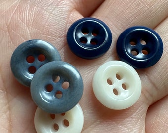 White Blue Corozo Buttons for Haute Couture Jacket Shirt Skirt Suit Coat Suit Dress Sweater, 4-hole Buttons, 11.5mm,Natural Buttons