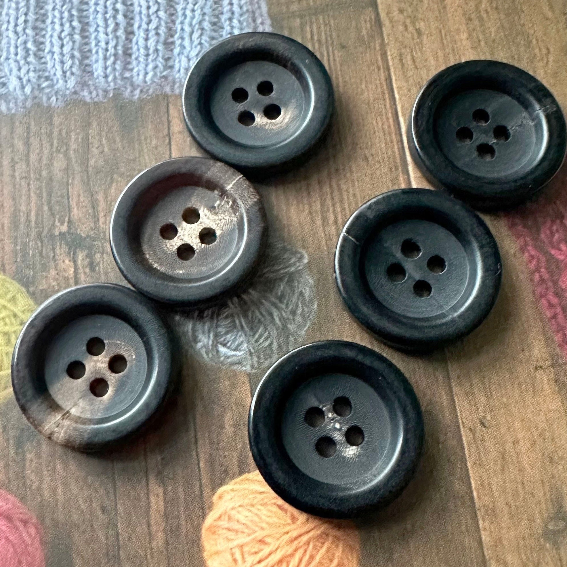 Wide Rim Natural Button 10 Pcs Black/brown Wide and Thick Rim Round Real Cow Horn Buttons, 4 ...