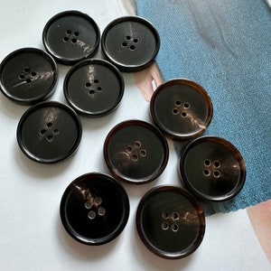 Black and Dark Brown Genuine Horn Buttons, 11.4-28mm, Shirt Skirt Suit Coat Suit Sweater Uniform Haute Couture Button, Natural Buttons zdjęcie 1