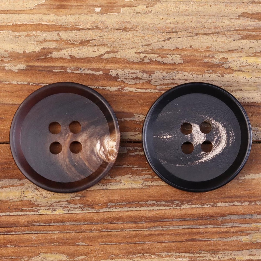 Black and Dark Brown Genuine Slope Rim Round Natural Real Horn Buttons ...