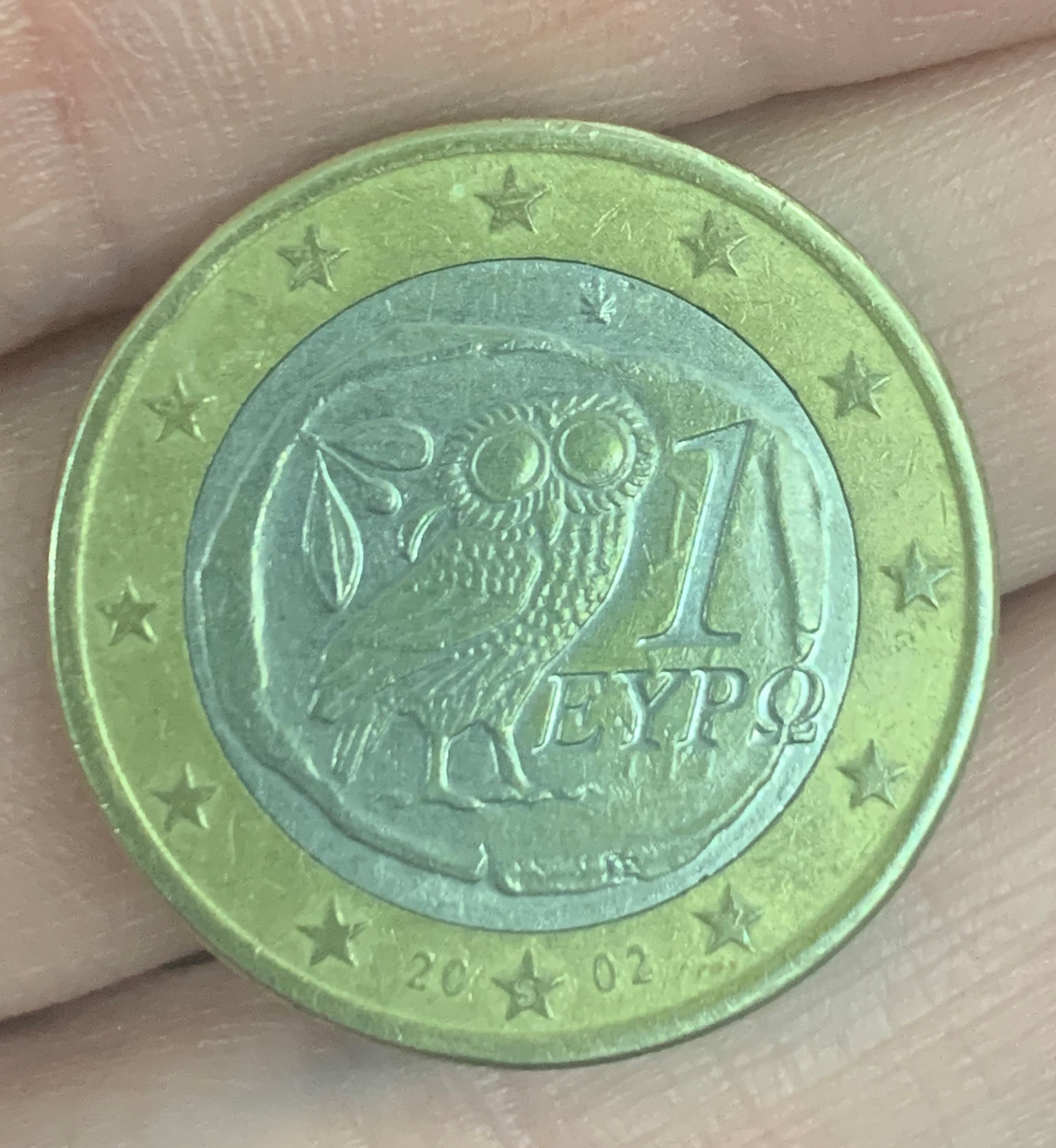 Moneta Da Un Euro Con Gufo