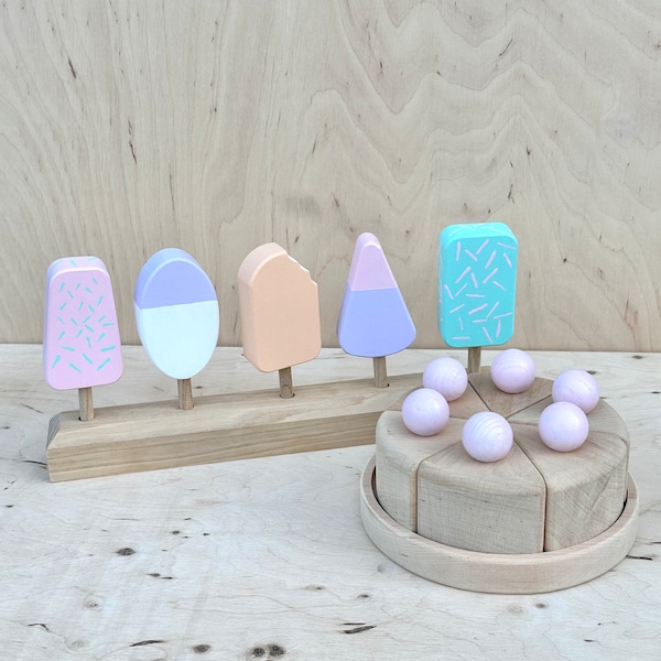 Ensemble de glaces en bois et de gâteaux d'anniversaire, jouet pour bébé, accessoires de cuisine, jeu Montessori, nourriture pour filles, jeux de rôle, cadeau pour tout-petits