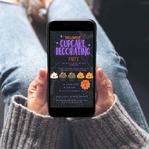Halloween Cupcake Dekorieren Party Einladung, Halloween-Party Evite, Text Einladung, Party Einladung, digitale Einladung