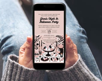 Convite para festa de Halloween Pink Ghouls Night (convite digital)