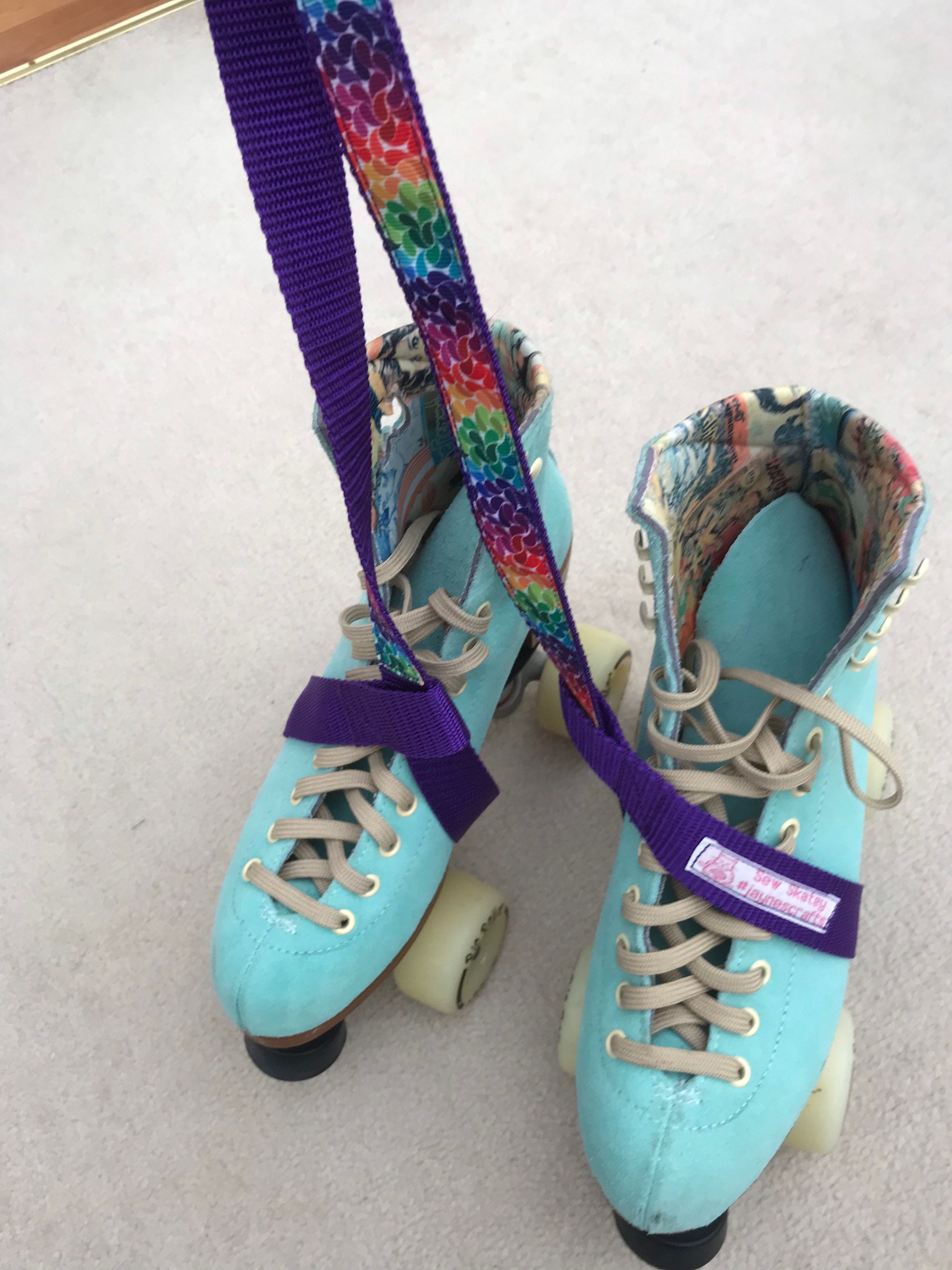 Roller Skate leash/Skate strap/Skate carrier/rainbow swirl Etsy