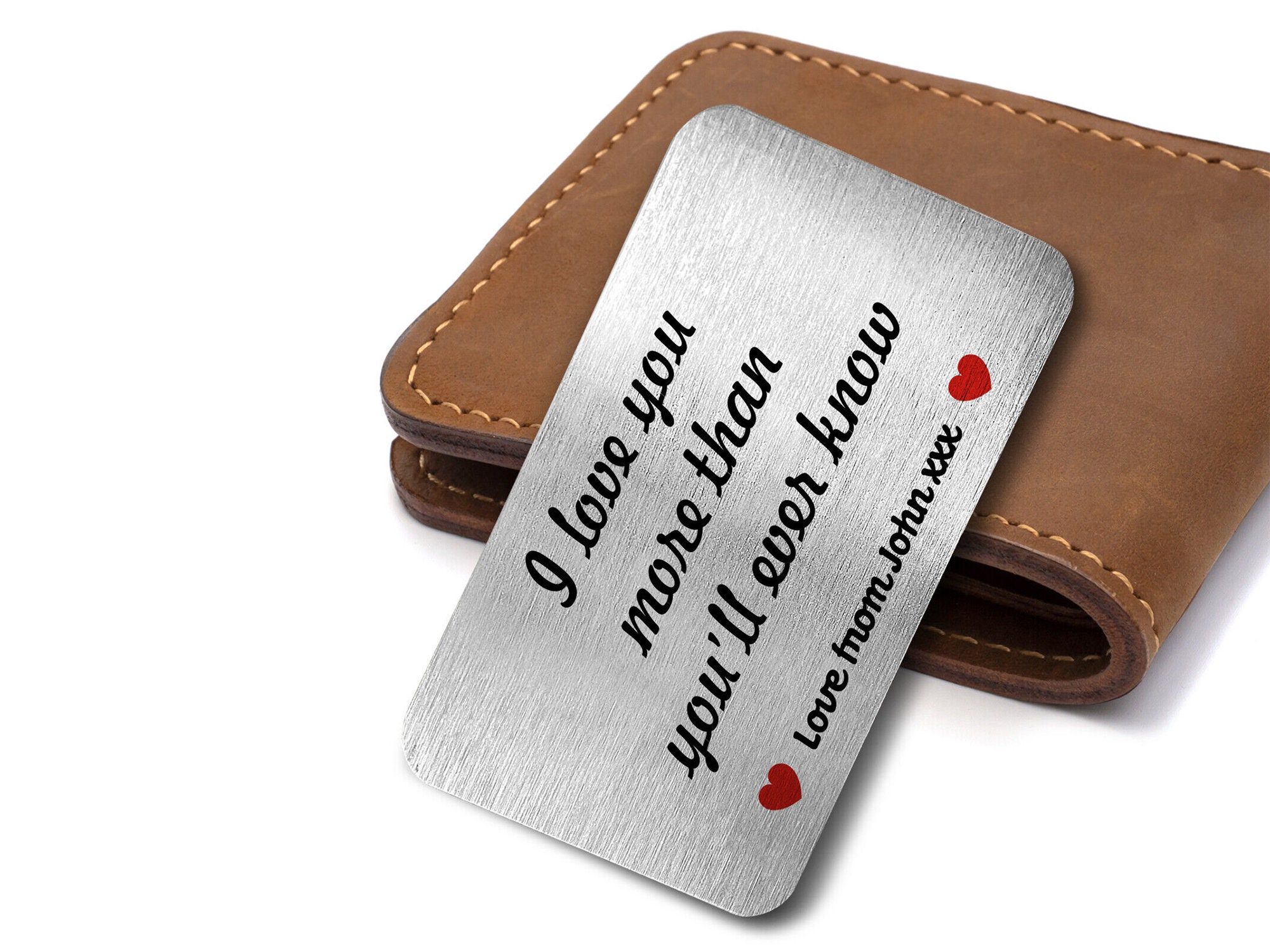 Allaboutthebump "I Love You More" Vatertagskarte – Metallkarte Als Geldbörsen-Andenken Zum Vatertag