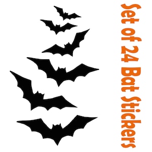 24 Halloween Bat Czarne Naklejki Winylowe Dekoracje Okien Upiorne Imprezy Dla Dzieci