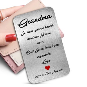 Gepersonaliseerde oma Moederdag Liefde Metalen Kaart Portemonnee Insert Gift Sentimental Keepsake Gift