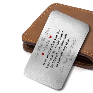 Personalizzato Il mio desiderio per te Metal Card Portafoglio Inserto Regalo Romantico Ricordo Sentimentale Regalo
