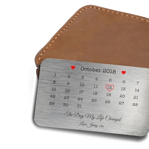 Personalised Day My Life Changed Date Metal Card Wallet Insert Gift Sentimental Romantic Keepsake Gift