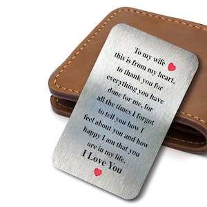 An meine Frau Dies ist aus meinem Herzen sentimentale romantische Andenken Geschenk für Ihn, Sie, Frau, Ehemann, Valentinstag, Jahrestag