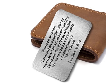 Personalised When I Say I Love You More Metal Card Wallet Insert Gift Sentimental Romantic Keepsake Gift