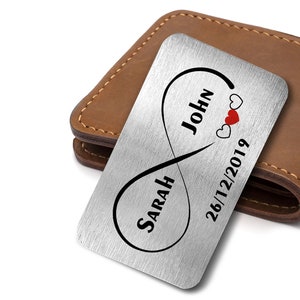 Gepersonaliseerde Liefde Paar Vriendschap Metalen Kaart Portemonnee Invoegen Gift Sentimental Keepsake Gift