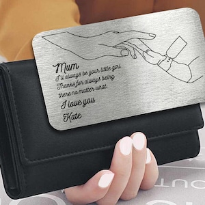 Carteira de cartão de metal personalizada para mamãe e menina, presente sentimental, lembrança