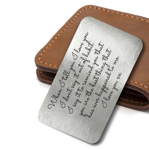 Wanneer ik je vertel Quote Valentijnsdag Metalen kaart portemonnee Invoegen Gift Sentimental Keepsake Gift