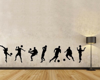 7 Football Footballer Wall Stickers Skirting Vinyl Bedroom Lounge Decal