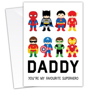 Drôle de carte de la fête des pères Papa Tu es mon super-héros préféré de fils fille