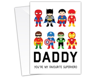 Funny Fathers Day Card Daddy You're My Favourite Superhero From Son Daughter