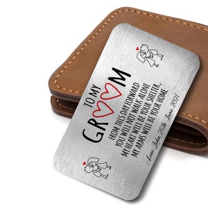 Personalisierte An meinen Bräutigam Hochzeit Liebe Metall Karteneinlage Geschenk Sentimental Andenken Geschenk