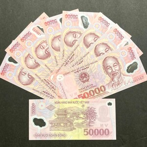50,000 Vietnamese Dong CIR Polymer Banknotes =(10 x 50,000)~ 500,000 VND (Vietnam Currency)