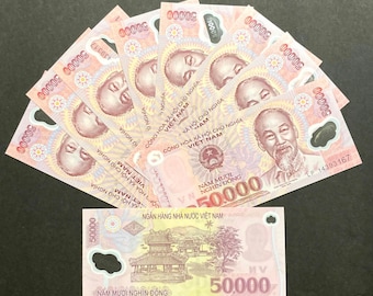 50,000 Vietnamese Dong CIR Polymer Banknotes =(10 x 50,000)~ 500,000 VND (Vietnam Currency)