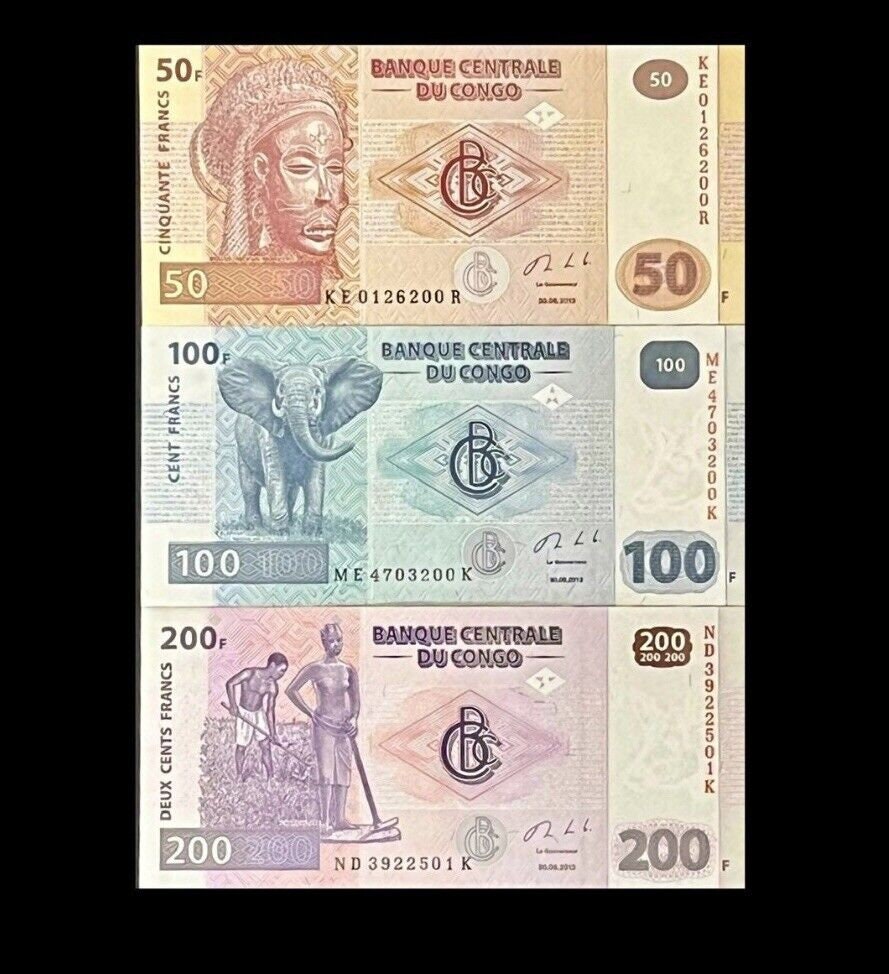 Congo 50, 10, 5 & 1 Centime Banknote Set – 2013 UNC World Paper Money Collection - View #5