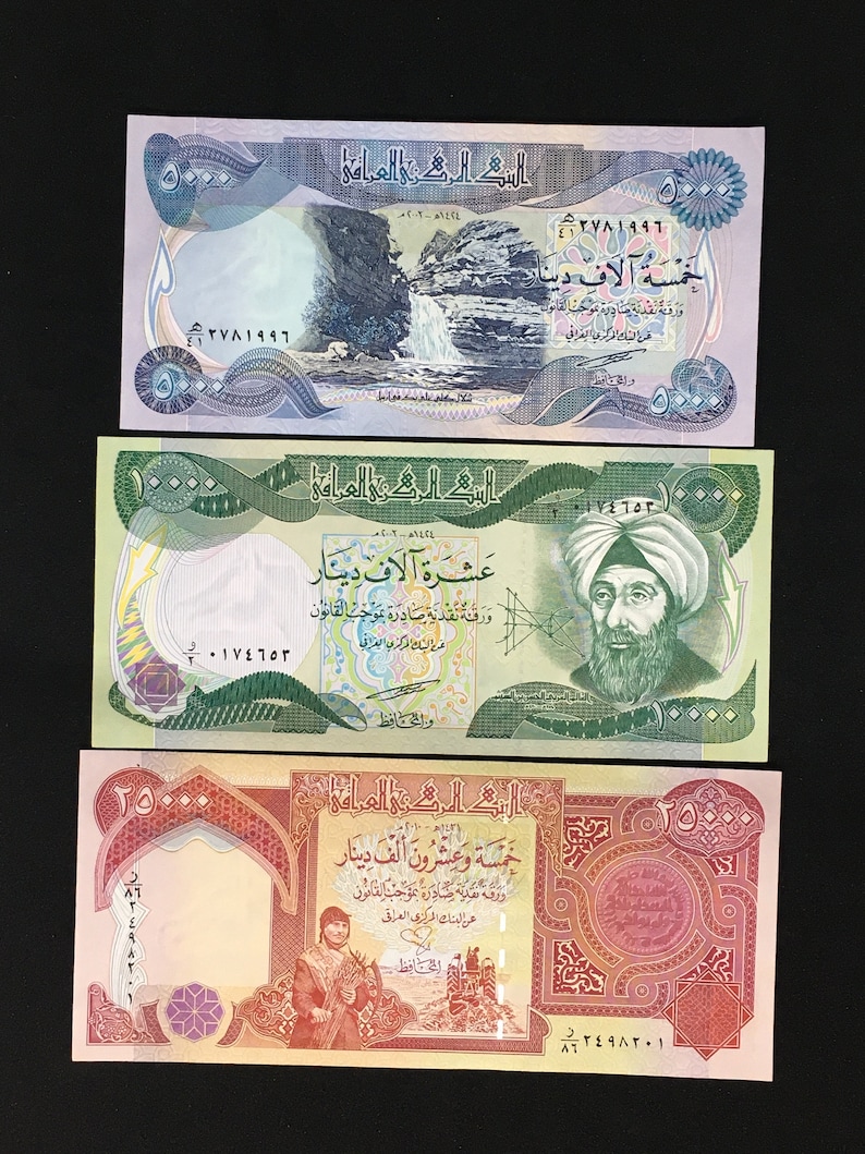 IQD Banknote Set (25,000 Iraqi Dinar Note + 10,000 IQD + 5,000 IQD ...