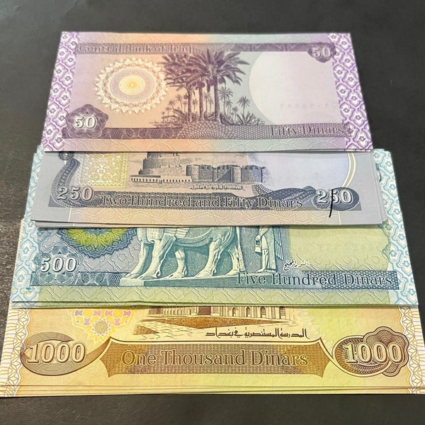Buy Iraqi Dinar 40-Pcs UNC Banknote Set: 10/ea x 1000, 500, 250 & 50 IQD Iraq Small Denomination Currency Banknotes (Post-Saddam Era)