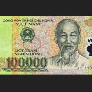 100,000 Vietnamese Dong: VND Polymer Banknotes - Circulated Bills (Vietnam Currency, Paper Money) 1 Pc