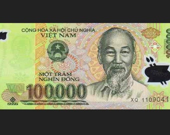 100,000 Vietnamese Dong: VND Polymer Banknotes - Circulated Bills (Vietnam Currency, Paper Money) 1 Pc