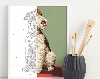 Wire fox terrier paint by number kit/pet decor/ kids crafting kit/adult coloring kit/modern paint by number/ smooth fox terrier DIY