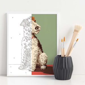 Wire fox terrier paint by number kit/pet decor/ kids crafting kit/adult coloring kit/modern paint by number/ smooth fox terrier DIY