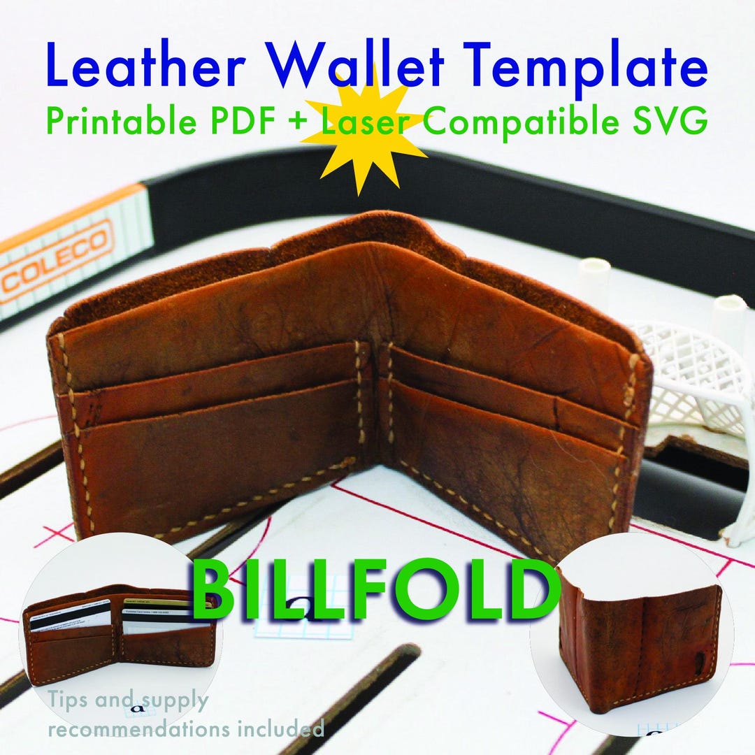 Leather Wallet SVG + PDF Template Digital Download: Billfold - Etsy