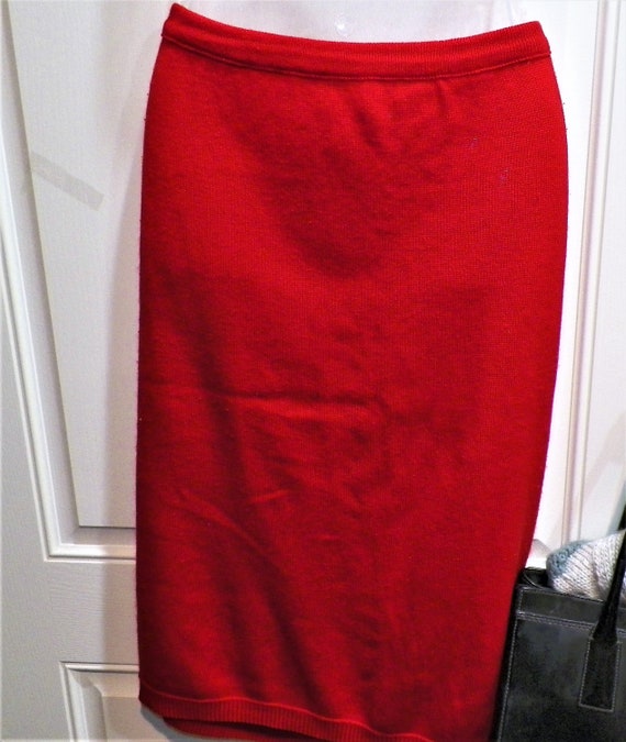 Vintage Crimson Red Sweater Maxi Skirt Set, 1980s… - image 6
