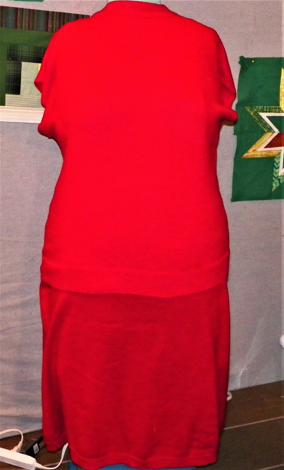 Vintage Crimson Red Sweater Maxi Skirt Set, 1980s… - image 1