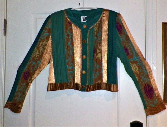 Vintage Cropped Plisse Bolero Jacket, Accordion P… - image 1