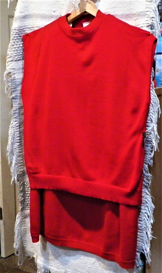 Vintage Crimson Red Sweater Maxi Skirt Set, 1980s… - image 8