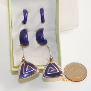 Small Hoop Huggie Earrings: Purple Mini Metal Hoops Ear Curation 3 Pairs (1 Pair Berebi) 1/2 inch to 1 inch Diameter Vintage Purple Earrings
