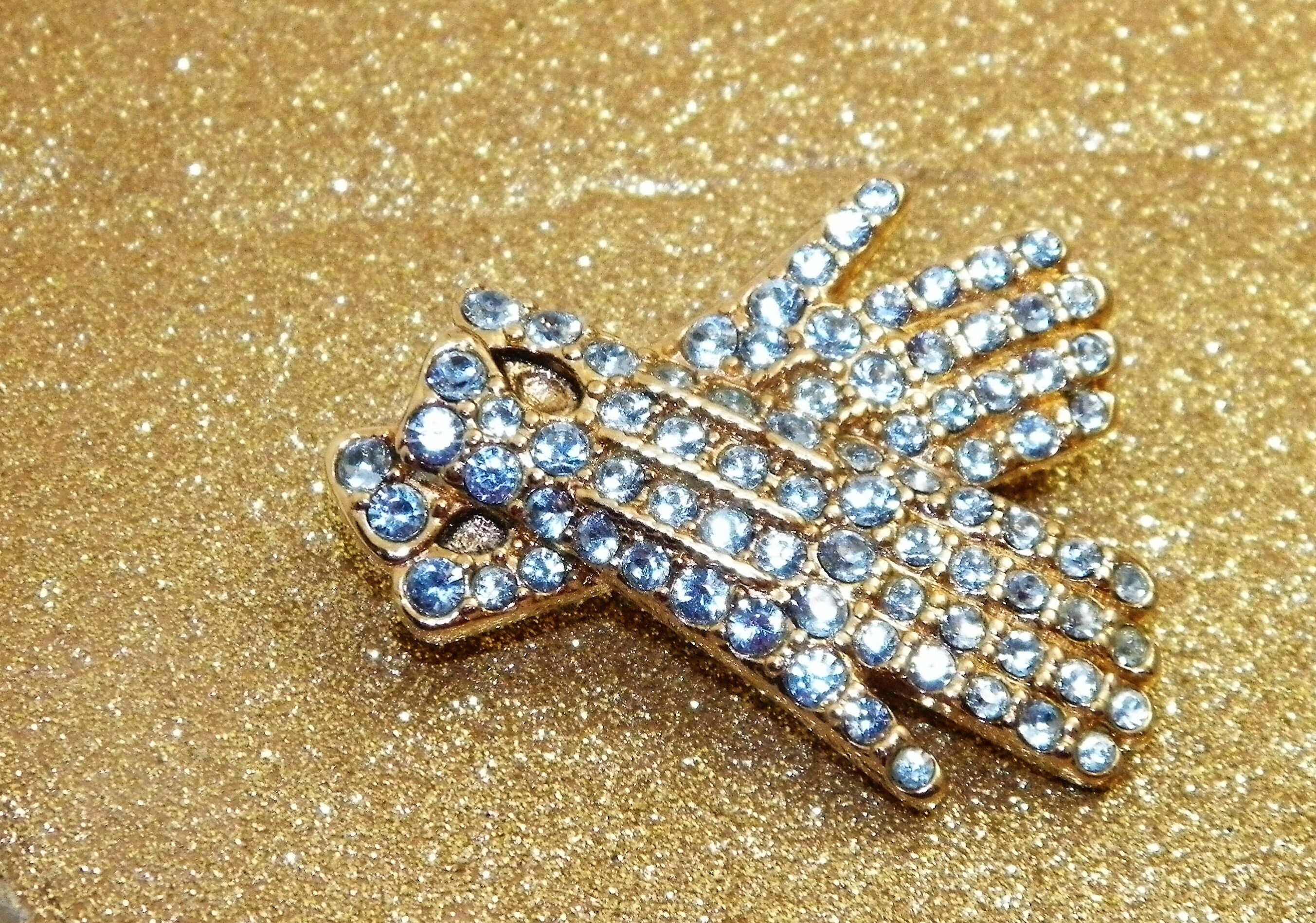 Vintage Monet Ladies Rhinestone Gloves Brooch Pin Light Blue ...