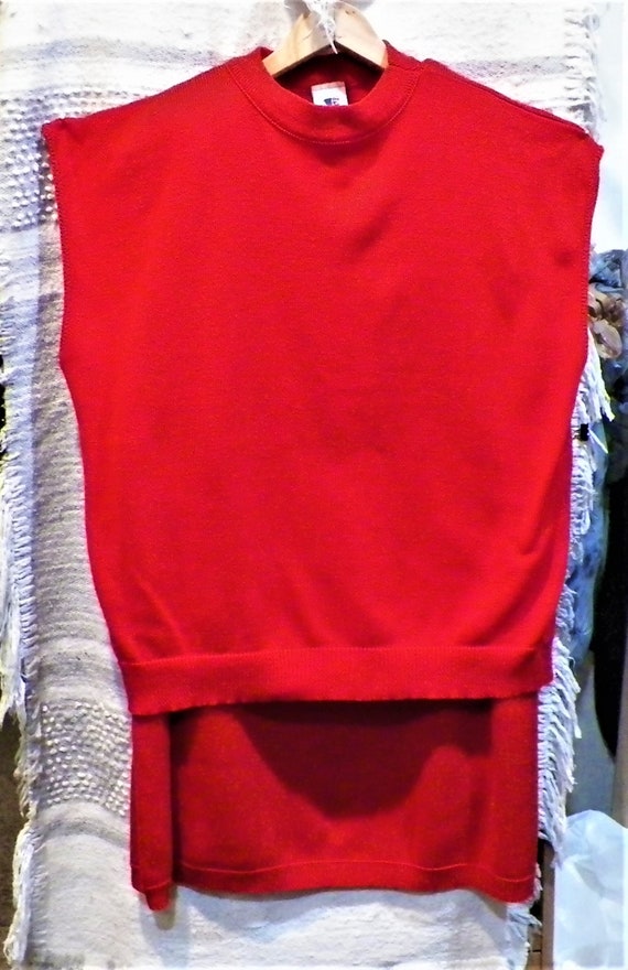 Vintage Crimson Red Sweater Maxi Skirt Set, 1980s… - image 9