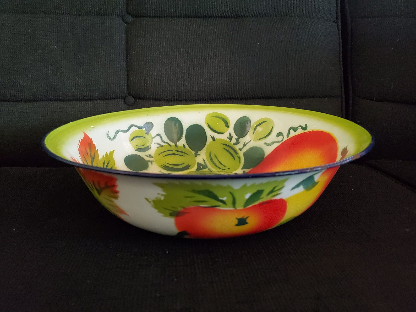 Vintage Enamel Fruit Bowl Large Etsy