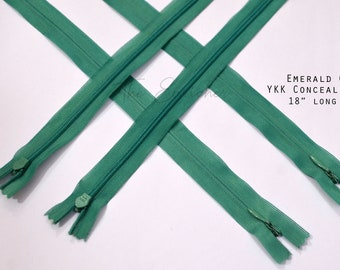 YKK Zipper, Wholesale invisible zipper ,zipper for skirt, invisible Zippers, Concealed zip, Emerald green zipper , Wedding dress supply