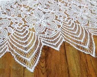 60' Iches Wide Ivory Lace Fabric, mesh lace curtain fabric,Graceful Franch Eyelash Bridal Lace Fabric Wedding Fabric Headband