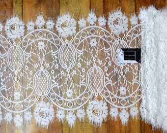 Lace trim, French lace,  Wedding lace, Bridal lace, 3 yards long, Lingerie lace , Wedding dress fabric, lace fabric, Soft French lace