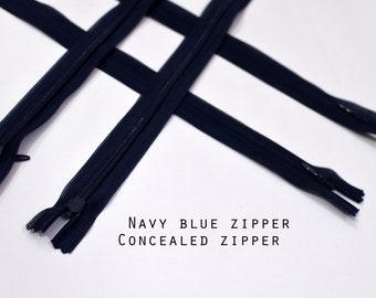 Navy blue invisible zipper, YKK Zipper, Wholesale invisible zipper ,zipper for sewing diy, zipper for skirt, invisible Zippers,Concealed zip