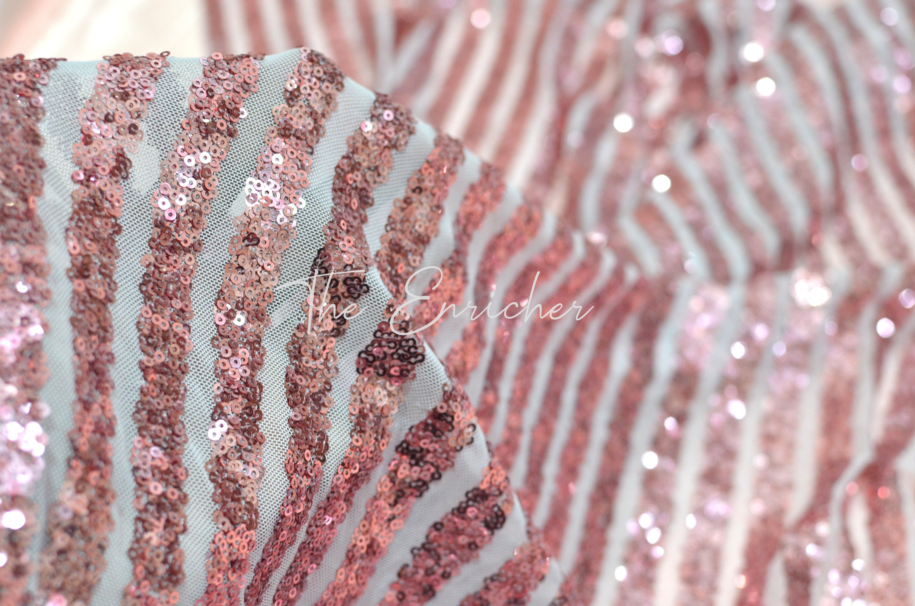 Rose gold sequin fabric Evening dress fabric sequin Bridal Etsy