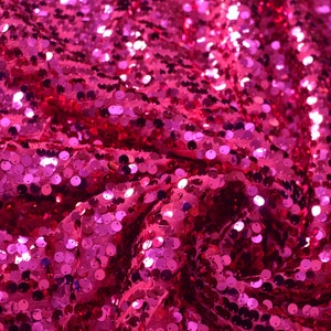 Fushia sequin fabric, Hot Pink Shiny fabric,Wholesale,fabric by yard, Sequin mesh fabric,Sequin backdrop tablecloth,Wedding fabric,Wholesale image 3