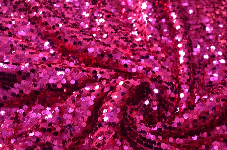 Fushia sequin fabric, Hot Pink Shiny fabric,Wholesale,fabric by yard, Sequin mesh fabric,Sequin backdrop tablecloth,Wedding fabric,Wholesale image 3