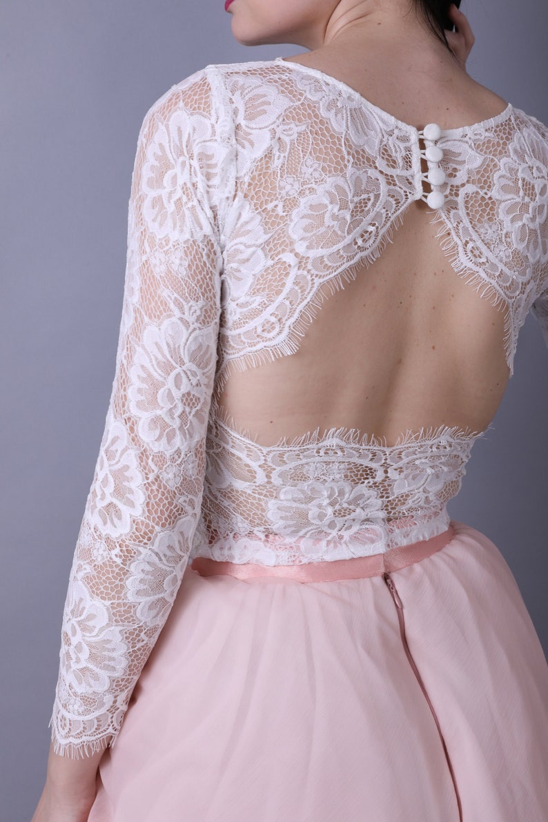 Lace bridal separate top ,Boho wedding dress, Boho Bridal separates , Bridal top, Wedding dress, Ivory wedding dress, Bridal dress, Lace top image 10